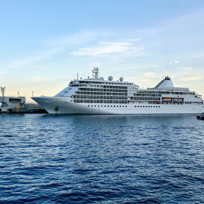 Moored cruise ship in the Monaco seaport